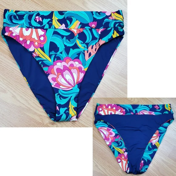 NWT 2 PCS TRINA TURK HI WAIST REVERSIBLE INDIA GARDEN BIKINI SIZE 6 - Picture 6 of 11